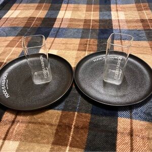 Food is Fashion Plates with Clear Glasses Set of 2
